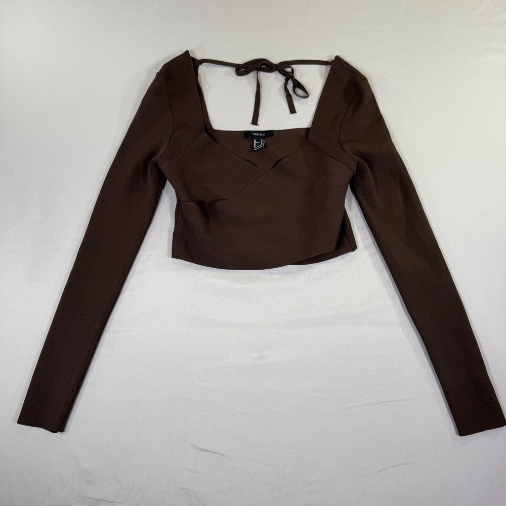 Brown Sweetheart Wrap Crop Top M Y2K Coquette Balletcore Earthy Dark Romantic